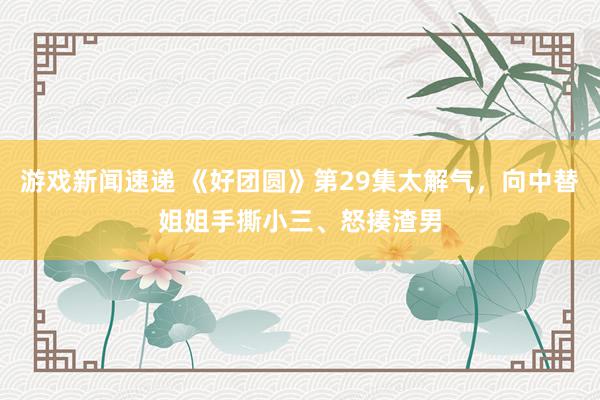 游戏新闻速递 《好团圆》第29集太解气，向中替姐姐手撕小三、怒揍渣男